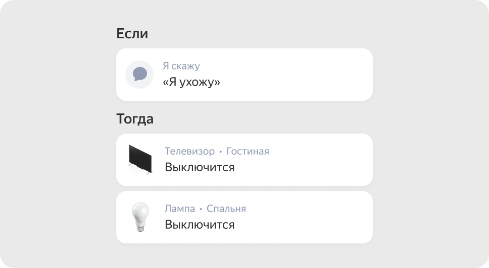 Настройка сценария «Я ухожу» в приложении Дом с Алисой