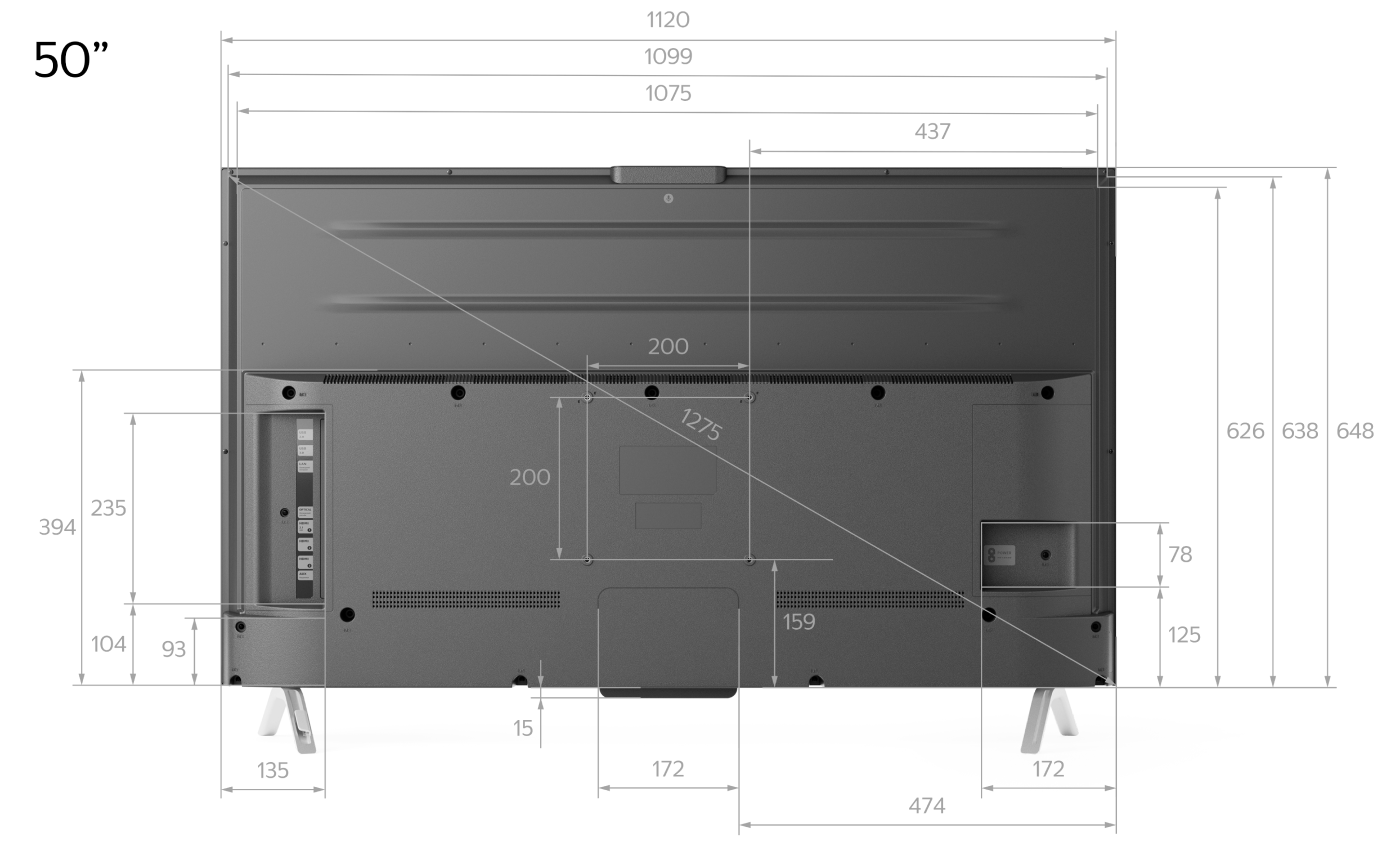 Подробные габариты ТВ Станции 50”