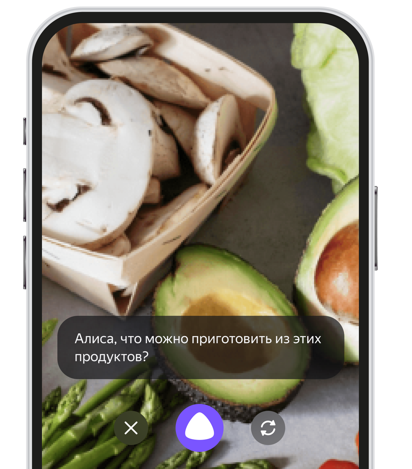 Экран live-режима в приложении Алиса AI